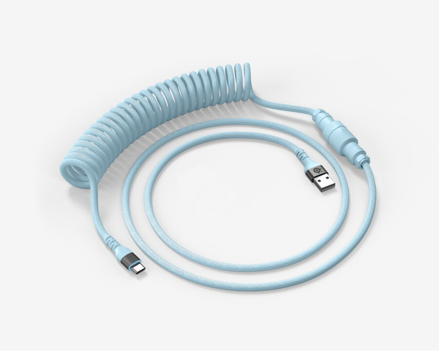 cablu spiralat albastru pastel